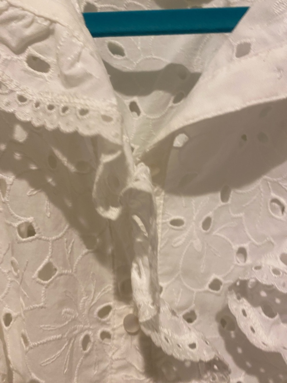 Sezane White Sleeveless Eyelet Ruffle Button-Front Top - Picture 3 of 5